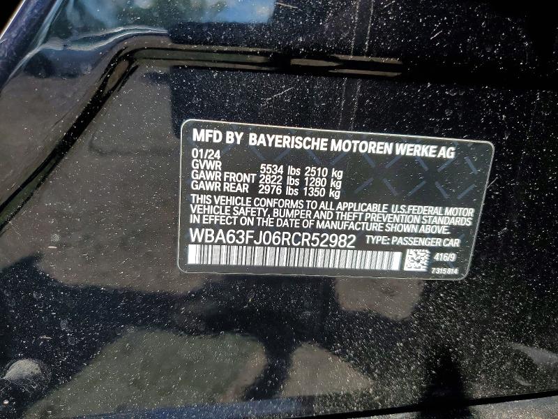 Aukcja sprzedaży 2024 Bmw 540, vin: WBA63FJ06RCR52982, numer aukcji: 58122696