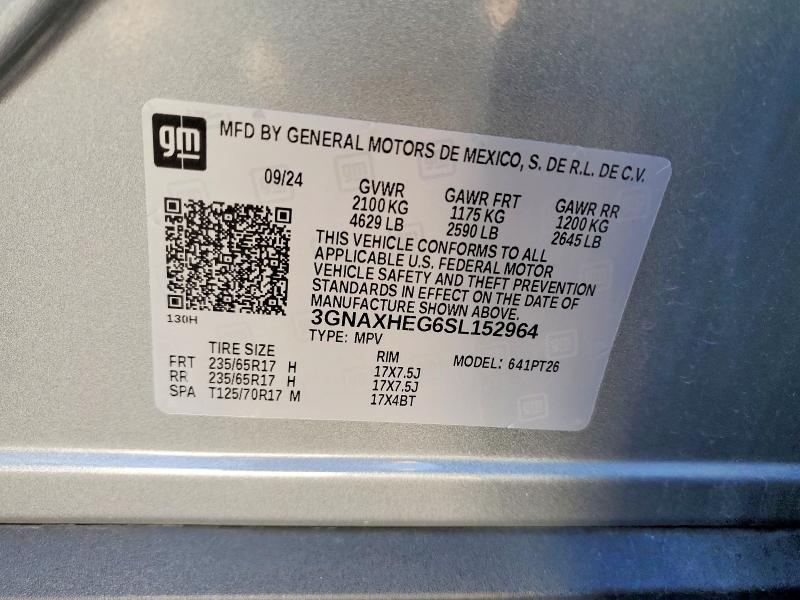 Продажа на аукционе авто 2025 Chevrolet Equinox, vin: 3GNAXHEG6SL152964, номер лота: 56339926