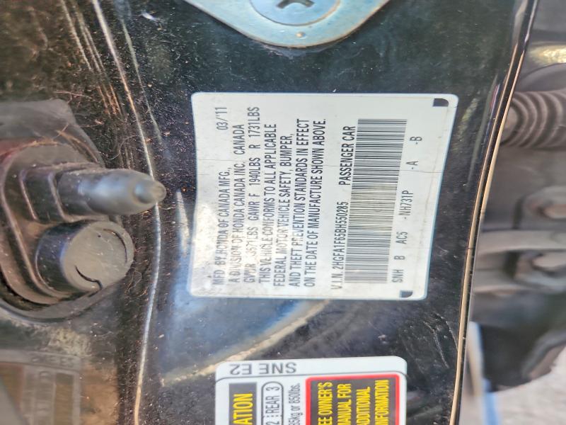 58416296 :رقم المزاد ، 2HGFA1F65BH550285 vin ، 2011 Honda Civic مزاد بيع