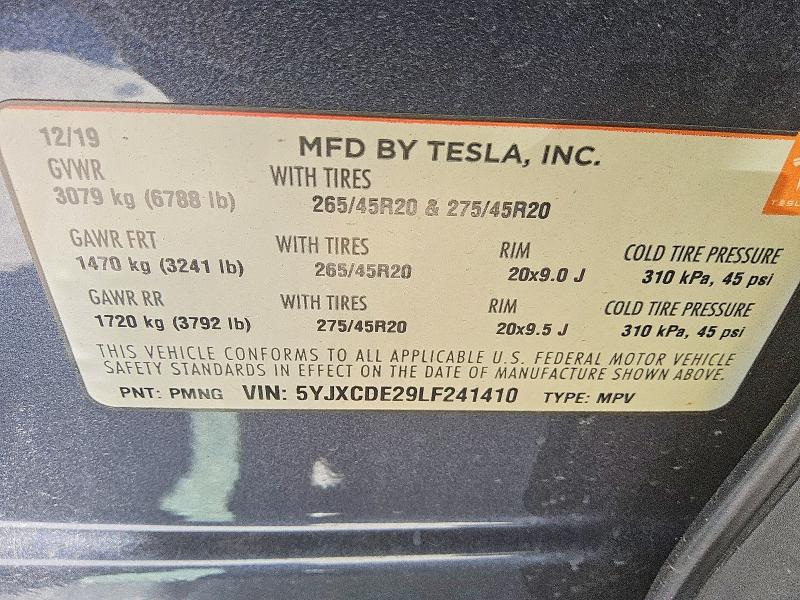Продаж на аукціоні авто 2020 Tesla Model X, vin: 5YJXCDE29LF241410, номер лоту: 53553696