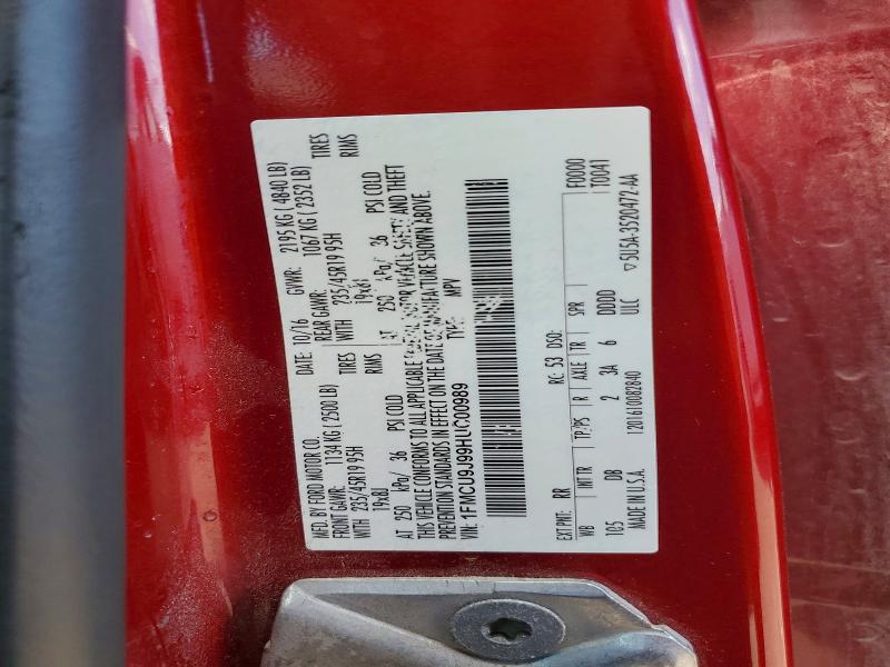 2017 Ford Escape მანქანა იყიდება აუქციონზე, vin: 1FMCU9J99HUC00989, აუქციონის ნომერი: 56954256
