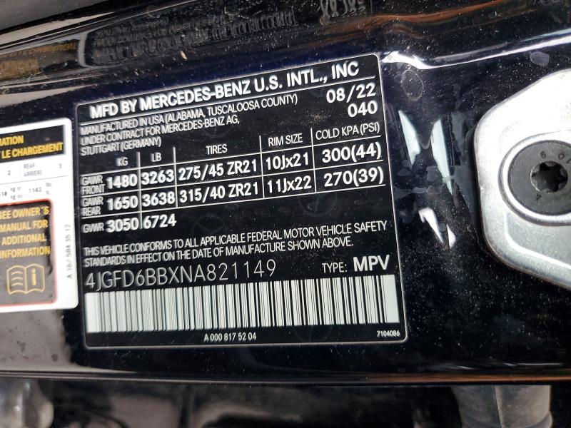 57246026 :رقم المزاد ، 4JGFD6BBXNA821149 vin ، 2022 Mercedes-benz Gle Coupe مزاد بيع