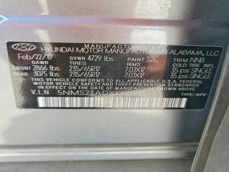 Продажа на аукционе авто 2019 Hyundai Santa Fe, vin: 5NMS23ADXKH093571, номер лота: 56122246