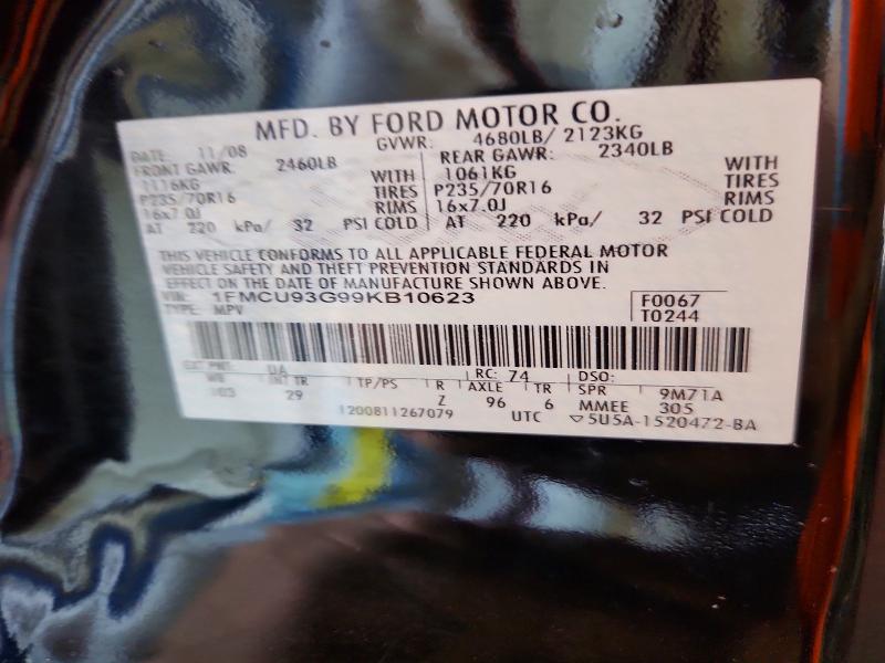 2009 Ford Escape მანქანა იყიდება აუქციონზე, vin: 1FMCU93G99KB10623, აუქციონის ნომერი: 55106656