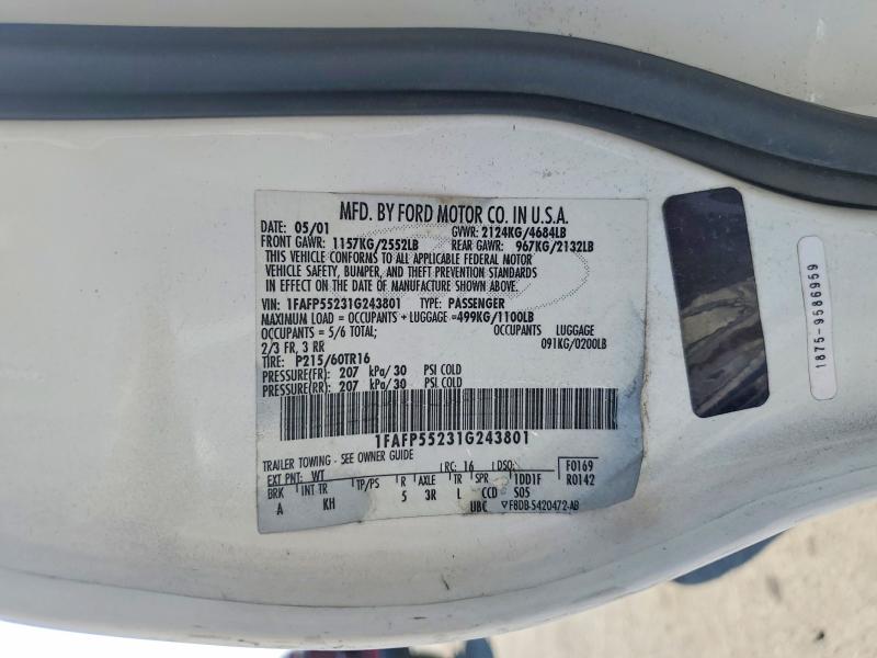Aukcja sprzedaży 2001 Ford Taurus, vin: 1FAFP55231G243801, numer aukcji: 58573536