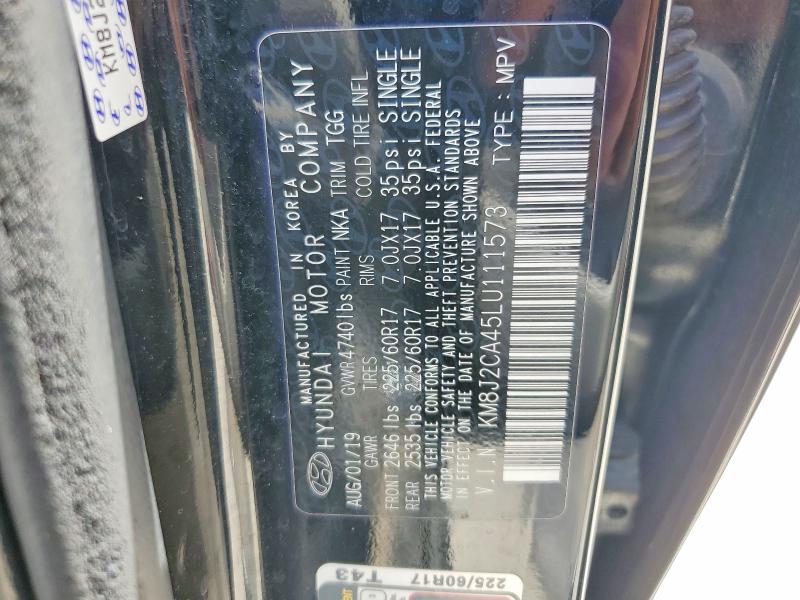 58388286 :رقم المزاد ، KM8J2CA45LU111573 vin ، 2020 Hyundai Tucson مزاد بيع