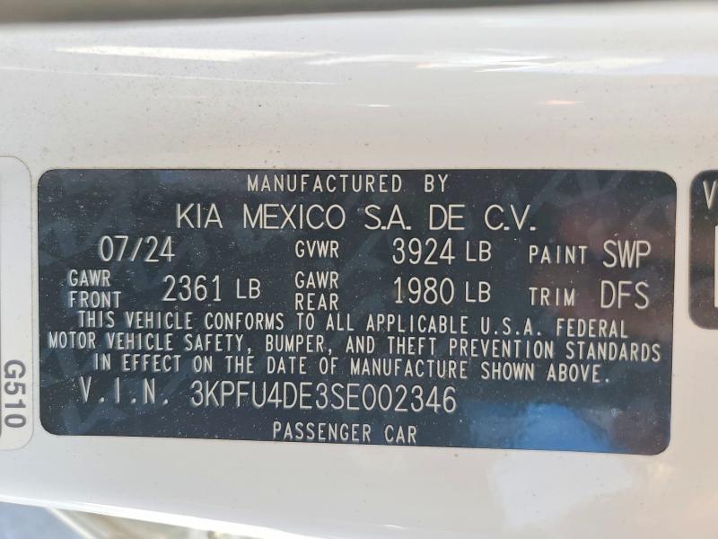 57566656 :رقم المزاد ، 3KPFU4DE3SE002346 vin ، 2025 Kia K4 مزاد بيع