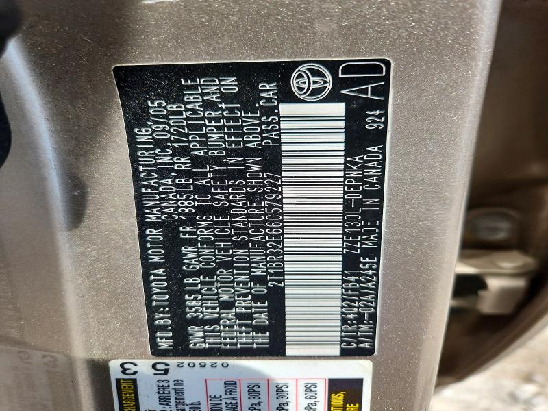 Aukcja sprzedaży 2006 Toyota Corolla, vin: 2T1BR32E66C579227, numer aukcji: 58317186