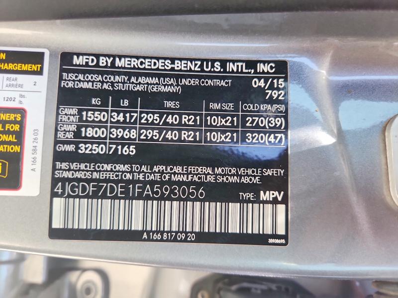 Продаж на аукціоні авто 2015 Mercedes-benz Gl, vin: 4JGDF7DE1FA593056, номер лоту: 59164276