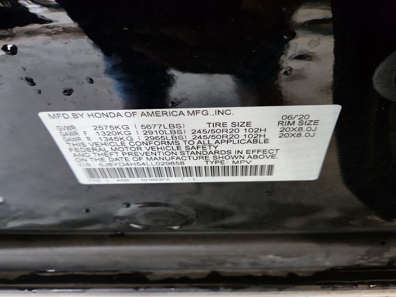 Продаж на аукціоні авто 2020 Acura Mdx, vin: 5J8YD4H54LL029858, номер лоту: 55965856