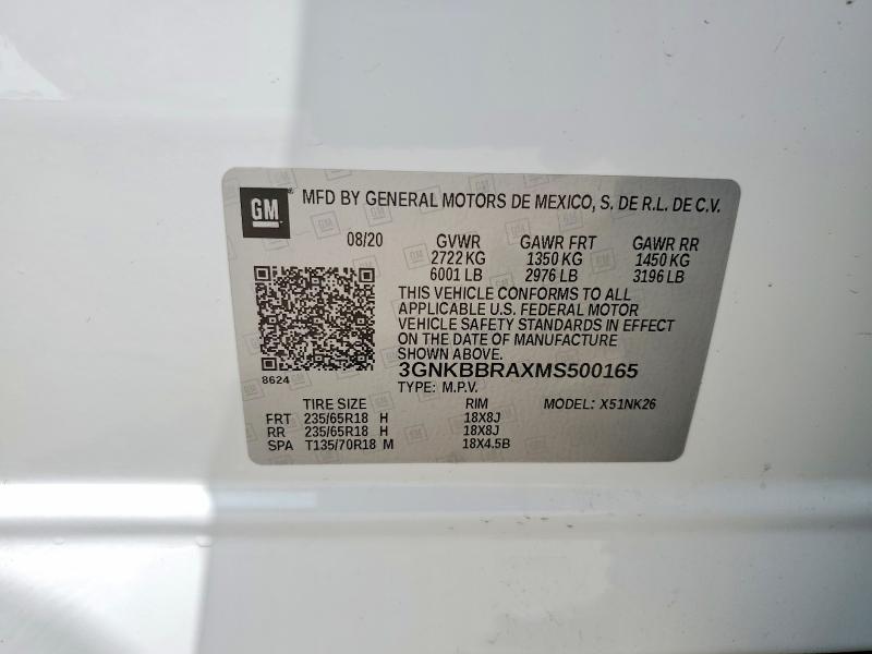 Продаж на аукціоні авто 2021 Chevrolet Blazer, vin: 3GNKBBRAXMS500165, номер лоту: 55719846