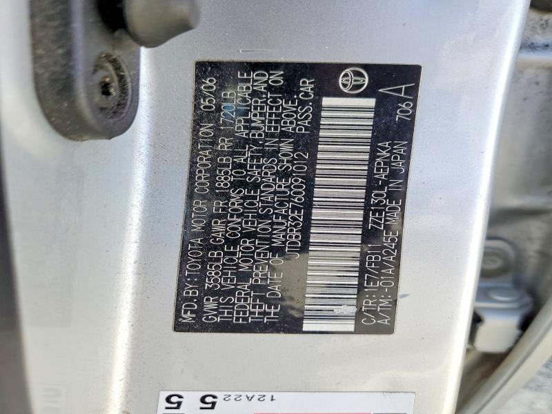 57084056 :رقم المزاد ، JTDBR32E760091012 vin ، 2006 Toyota Corolla مزاد بيع