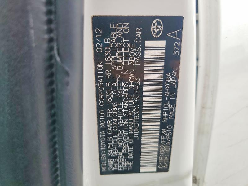 56542486 :رقم المزاد ، JTDKDTB32C1503923 vin ، 2012 Toyota Prius C مزاد بيع