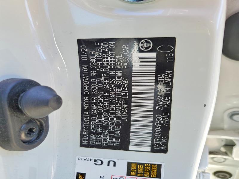 2020 Toyota Prius Prime მანქანა იყიდება აუქციონზე, vin: JTDKARFP1L3149681, აუქციონის ნომერი: 56368186