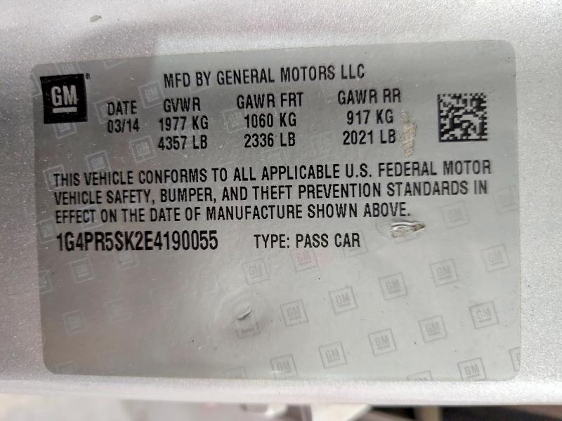 58783556 :رقم المزاد ، 1G4PR5SK2E4190055 vin ، 2014 Buick Verano مزاد بيع