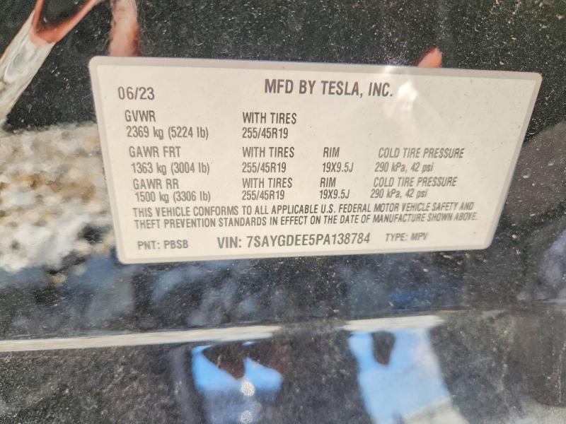 57388856 :رقم المزاد ، 7SAYGDEE5PA138784 vin ، 2023 Tesla Model Y مزاد بيع