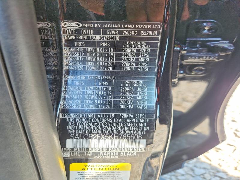 Продажа на аукционе авто 2019 Land Rover Discovery Sport, vin: SALCP2FX5KH785606, номер лота: 85631375