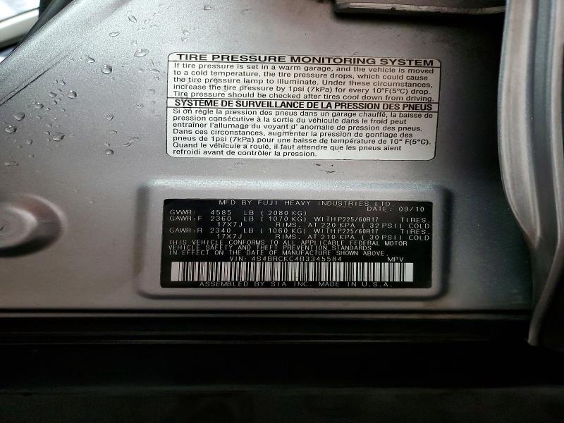 Продажа на аукционе авто 2011 Subaru Outback, vin: 4S4BRCKC4B3345584, номер лота: 58274316