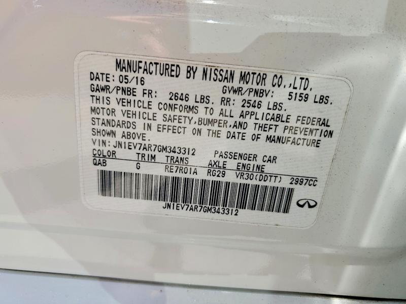 Продажа на аукционе авто 2016 Infiniti Q50, vin: JN1EV7AR7GM343312, номер лота: 58641136