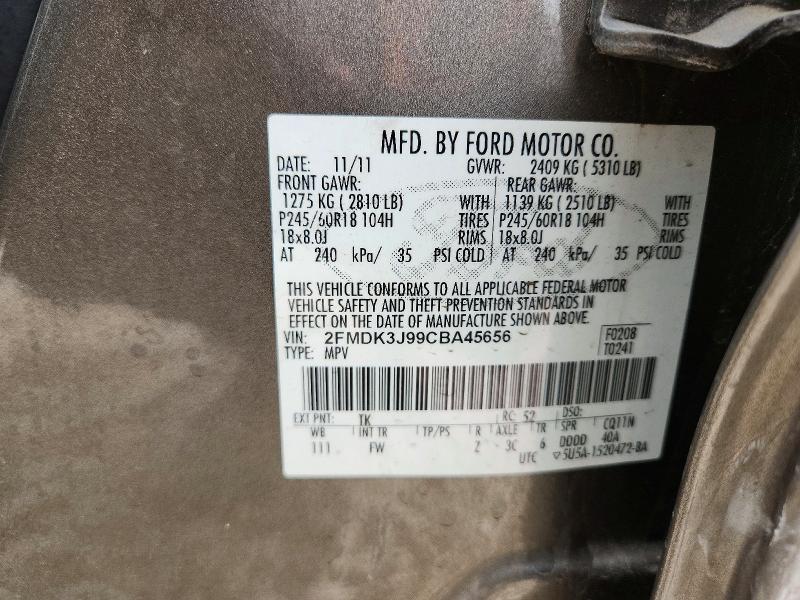 Продажа на аукционе авто 2012 Ford Edge, vin: 2FMDK3J99CBA45656, номер лота: 56353936