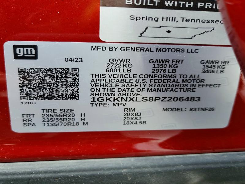 58839006 :رقم المزاد ، 1GKKNXLS8PZ206483 vin ، 2023 Gmc Acadia مزاد بيع