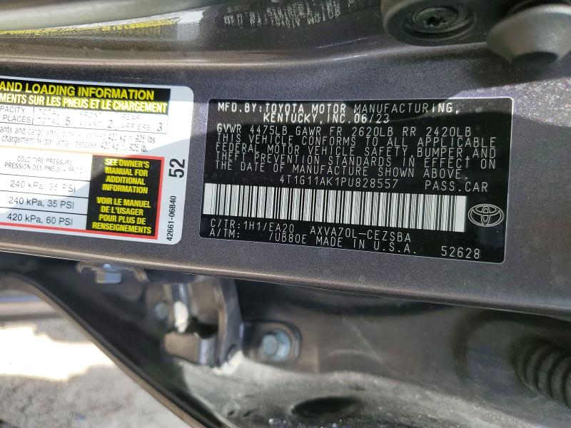 Продаж на аукціоні авто 2023 Toyota Camry, vin: 4T1G11AK1PU828557, номер лоту: 55921646