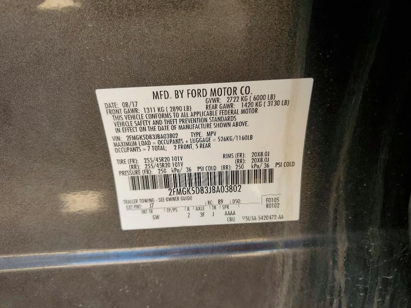 Продажа на аукционе авто 2018 Ford Flex, vin: 2FMGK5D83JBA03802, номер лота: 58522406