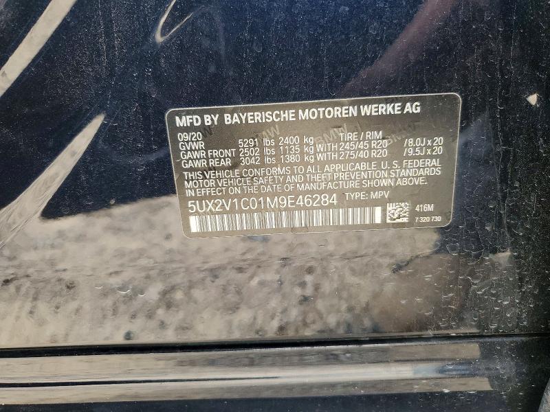 56173136 :رقم المزاد ، 5UX2V1C01M9E46284 vin ، 2021 Bmw X4 مزاد بيع