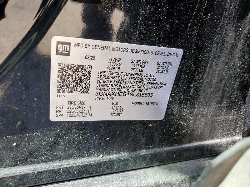 Aukcja sprzedaży 2025 Chevrolet Equinox, vin: 3GNAXHEG1SL315505, numer aukcji: 56692716