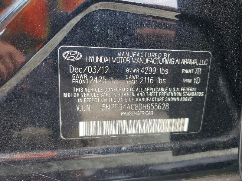 Aukcja sprzedaży 2013 Hyundai Sonata, vin: 5NPEB4AC8DH655628, numer aukcji: 58030686