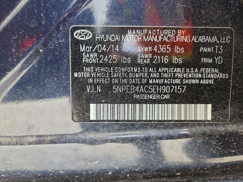 Продажа на аукционе авто 2014 Hyundai Sonata, vin: 5NPEB4AC5EH907157, номер лота: 56663436