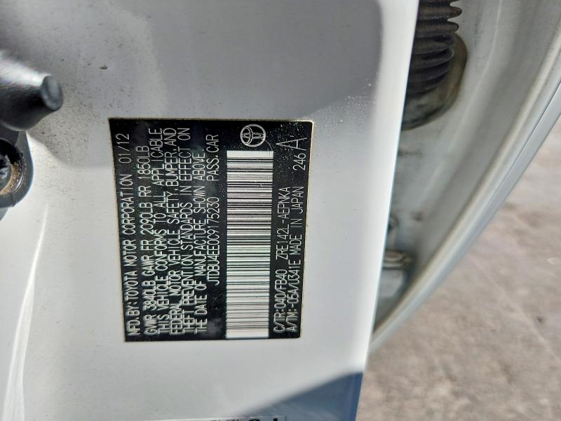 Aukcja sprzedaży 2012 Toyota Corolla, vin: JTDBU4EE0C9175230, numer aukcji: 57494906