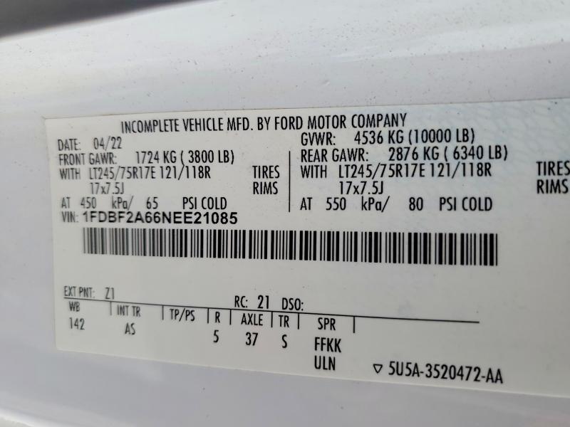 2022 Ford F250 მანქანა იყიდება აუქციონზე, vin: 1FDBF2A66NEE21085, აუქციონის ნომერი: 55555096