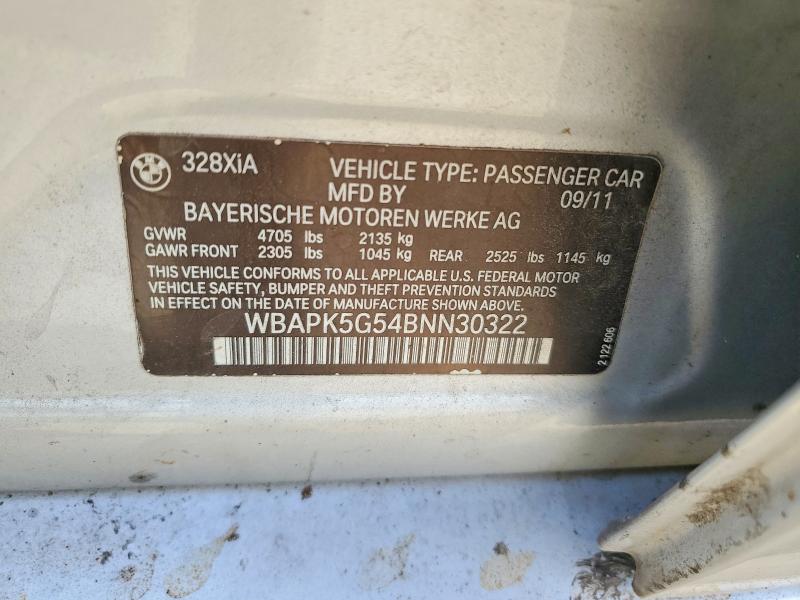Auction sale of the 2011 Bmw 328, vin: WBAPK5G54BNN30322, lot number: 55506506