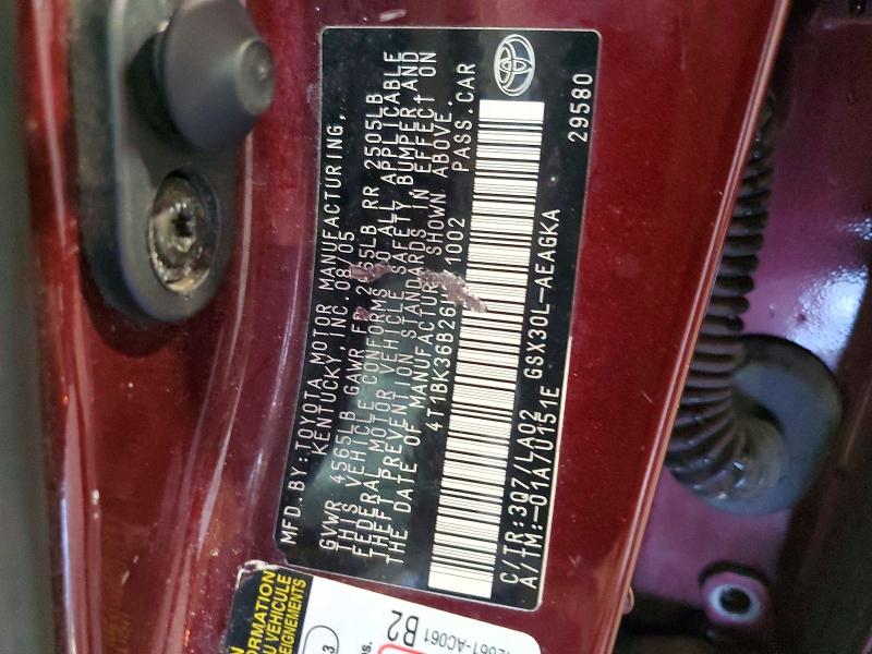 Aukcja sprzedaży 2006 Toyota Avalon, vin: 4T1BK36B26U071002, numer aukcji: 57139516