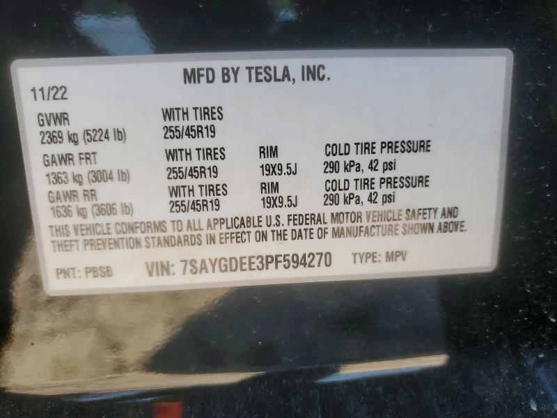 Продаж на аукціоні авто 2023 Tesla Model Y, vin: 7SAYGDEE3PF594270, номер лоту: 56810236