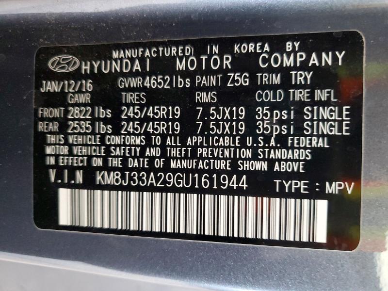 Продаж на аукціоні авто 2016 Hyundai Tucson, vin: KM8J33A29GU161944, номер лоту: 58520666