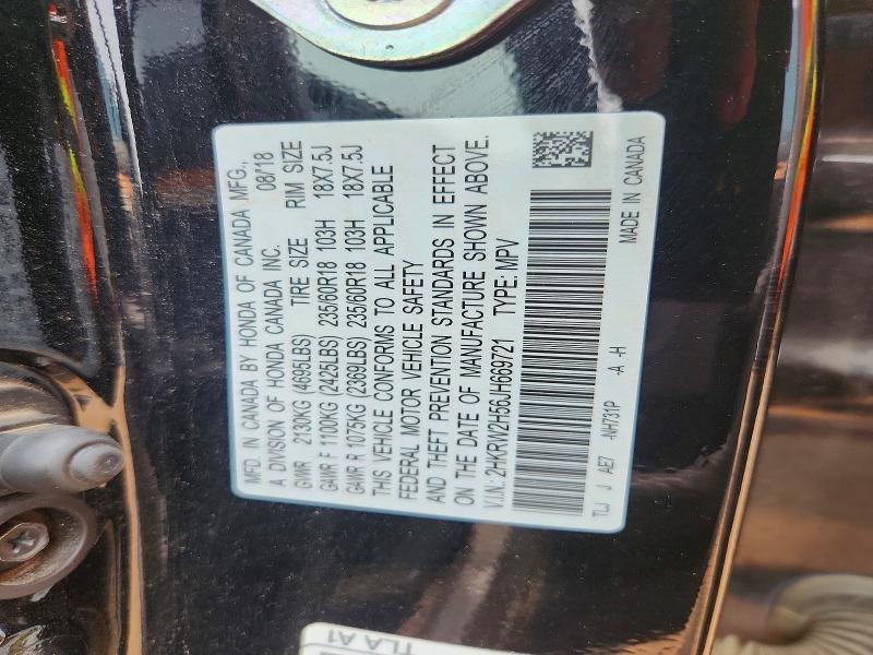 58693636 :رقم المزاد ، 2HKRW2H56JH669721 vin ، 2018 Honda Cr-v مزاد بيع