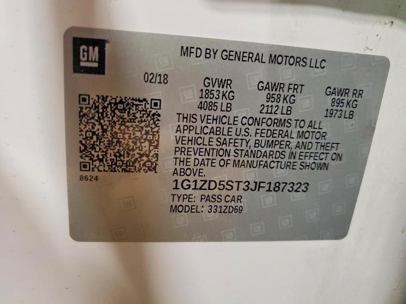 Продажа на аукционе авто 2018 Chevrolet Malibu, vin: 1G1ZD5ST3JF187323, номер лота: 57708586