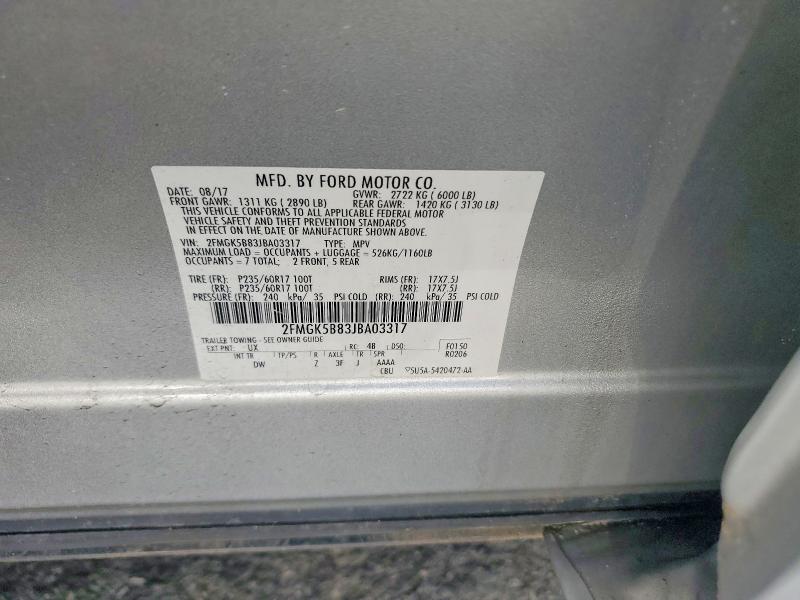 2018 Ford Flex მანქანა იყიდება აუქციონზე, vin: 2FMGK5B83JBA03317, აუქციონის ნომერი: 56638766