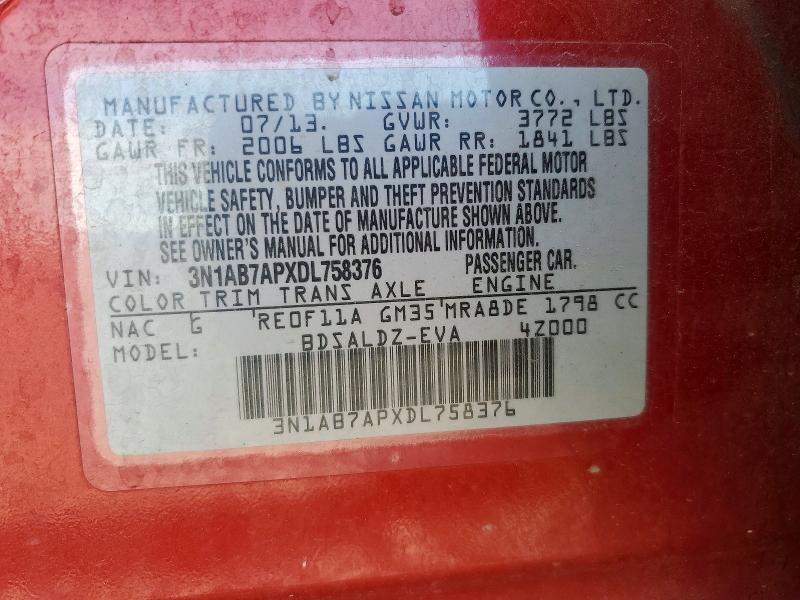 Продажа на аукционе авто 2013 Nissan Sentra, vin: 3N1AB7APXDL758376, номер лота: 57498766