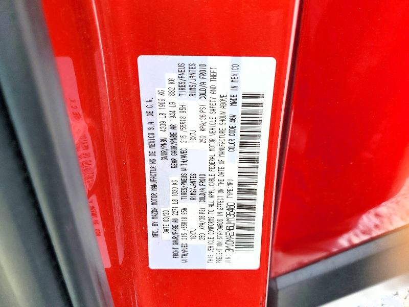 56712016 :رقم المزاد ، 3MVDMAEM6LM135460 vin ، 2020 Mazda Cx-30 مزاد بيع