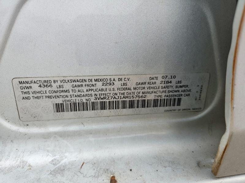 Aukcja sprzedaży 2010 Volkswagen Jetta, vin: 3VWRZ7AJ1AM157562, numer aukcji: 59094466