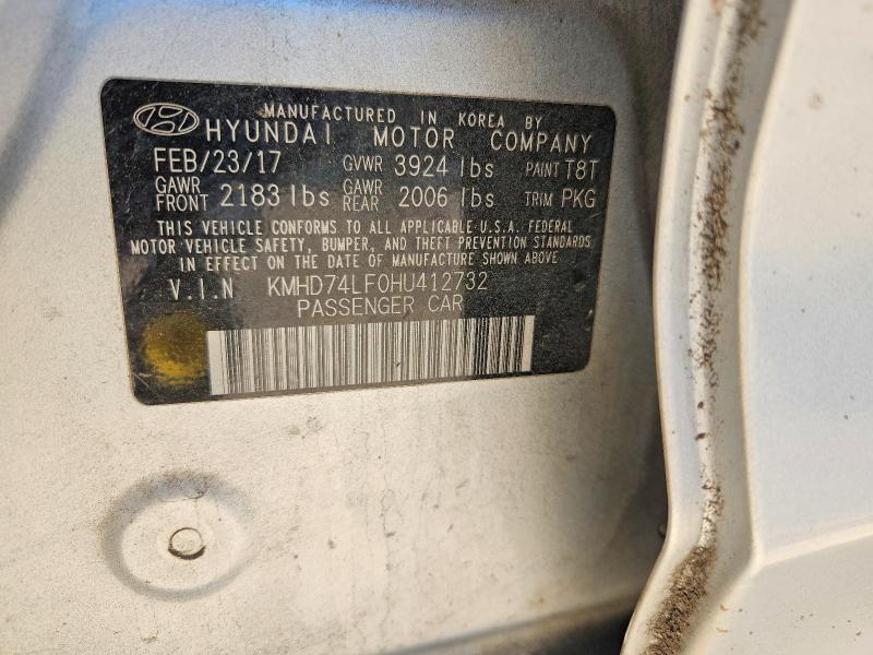 Aukcja sprzedaży 2017 Hyundai Elantra, vin: KMHD74LF0HU412732, numer aukcji: 56571486