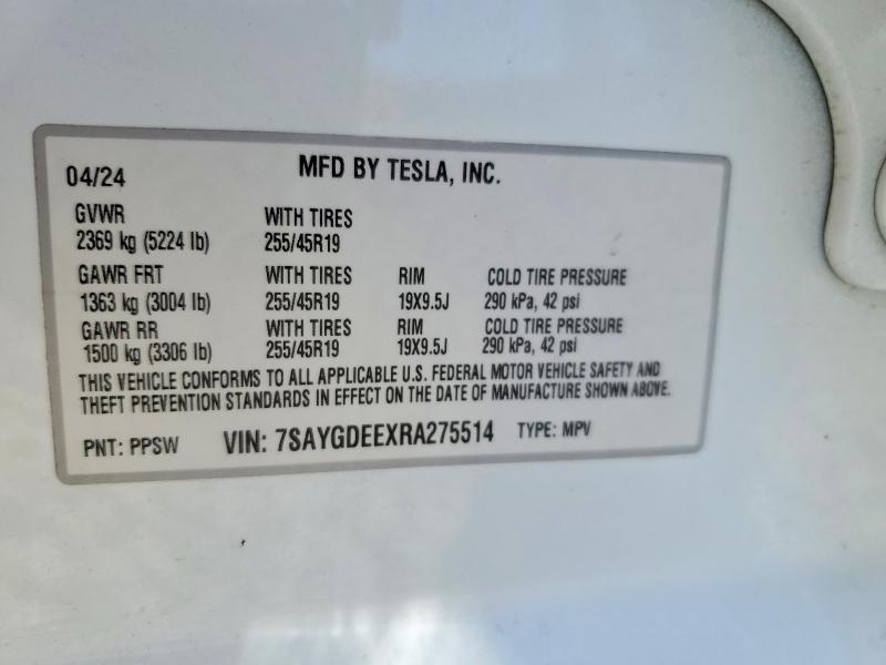 Aukcja sprzedaży 2024 Tesla Model Y, vin: 7SAYGDEEXRA275514, numer aukcji: 56145316