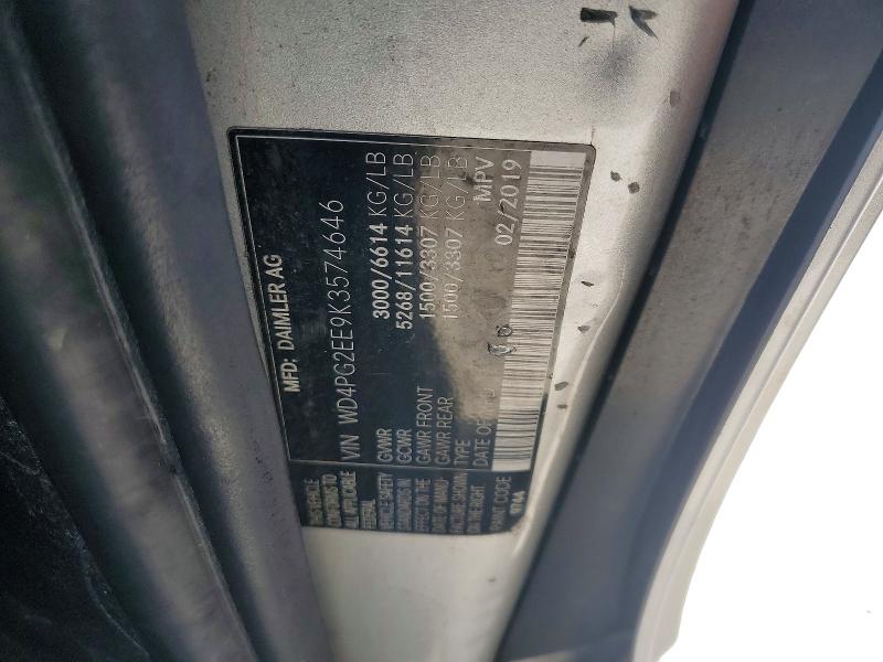 57039086 :رقم المزاد ، WD4PG2EE9K3574646 vin ، 2019 Mercedes-benz Metris مزاد بيع