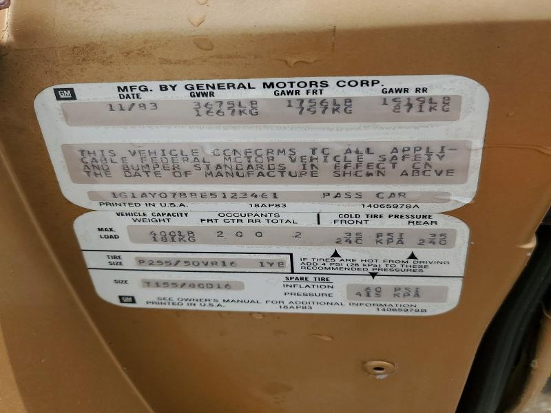 1984 Chevrolet Corvette მანქანა იყიდება აუქციონზე, vin: 1G1AY0788E5123461, აუქციონის ნომერი: 56641556