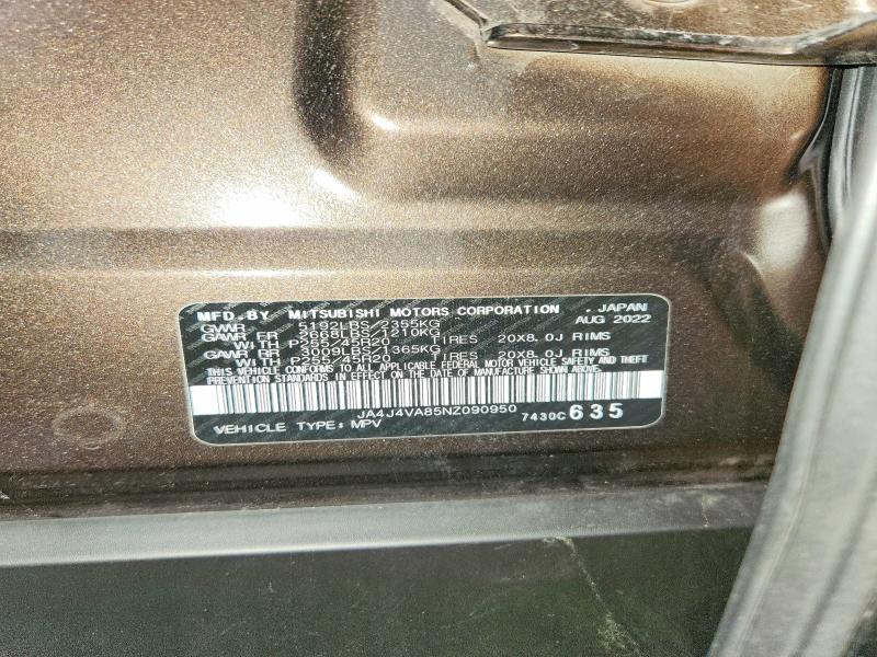 Продаж на аукціоні авто 2022 Mitsubishi Outlander, vin: JA4J4VA85NZ090950, номер лоту: 55701336