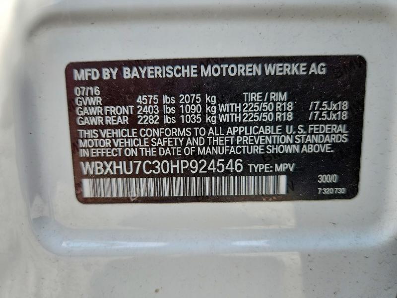 Aukcja sprzedaży 2017 Bmw X1, vin: WBXHU7C30HP924546, numer aukcji: 58474066