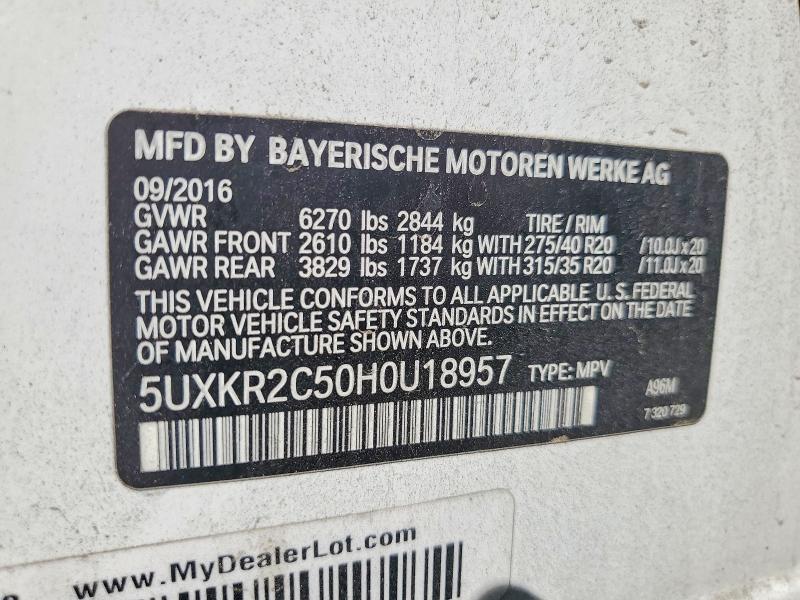 Aukcja sprzedaży 2017 Bmw X5, vin: 5UXKR2C50H0U18957, numer aukcji: 58604306